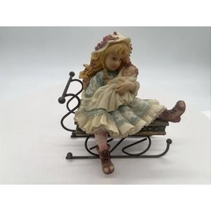 Rare Vintage 1971 Sleigh Porcelain Mother holding Baby